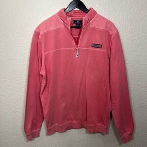 Vineyard Vines Mens Collegiate Shep Shirt Pink Coral 1/4 Zip Size M